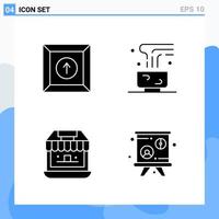 Modern 4 solid style icons Glyph Symbols for general use Creative Solid Icon Sign Isolated on White Background 4 Icons Pack Creative Black Icon vector background