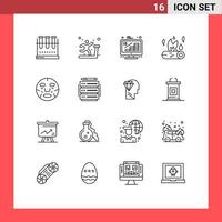 Stock Vector Icon Pack of 16 Line Signs and Symbols for fire camp fire treadmill bonfire growth Editable Vector Design Elements