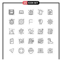 conjunto de 25 iconos de estilo de línea para web y símbolos de esquema móvil para signos de icono de línea de impresión aislados en fondo blanco conjunto de 25 iconos fondo de vector de icono negro creativo