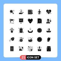 Set of 25 Vector Solid Glyphs on Grid for world earth loud hailer skipping jumping Editable Vector Design Elements