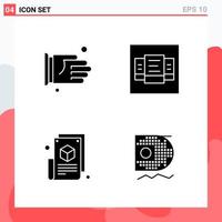 Collection of 4 Vector Icons in solid style Modern Glyph Symbols for Web and Mobile Solid Icon Sign Isolated on White Background 4 Icons Creative Black Icon vector background