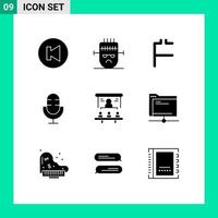 User Interface Pack of 9 Basic Solid Glyphs of market share record coin products electronics Editable Vector Design Elements