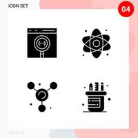 Vector Pack of 4 Icons in Solid Style Creative Glyph Pack isolated on White Background for Web and Mobile Creative Black Icon vector background