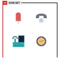 User Interface Pack of 4 Basic Flat Icons of beach signal ice phone radio Editable Vector Design Elements