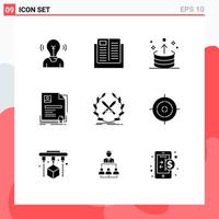 9 User Interface Solid Glyph Pack of modern Signs and Symbols of business contract learning up export Editable Vector Design Elements