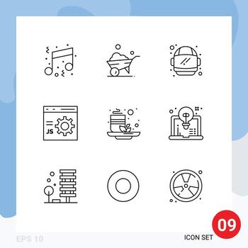 9 Outline concept for Websites Mobile and Apps green programming astronaut development coding Editable Vector Design Elements