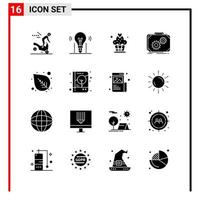 16 General Icons for website design print and mobile apps 16 Glyph Symbols Signs Isolated on White Background 16 Icon Pack Creative Black Icon vector background