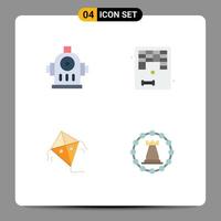 4 Universal Flat Icon Signs Symbols of fire flying arkanoid play fort Editable Vector Design Elements