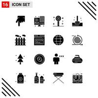 Pixle Perfect Set of 16 Solid Icons Glyph Icon Set for Webite Designing and Mobile Applications Interface Creative Black Icon vector background