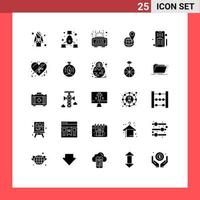 Modern Set of 25 Solid Glyphs and symbols such as mobile map security location time Editable Vector Design Elements