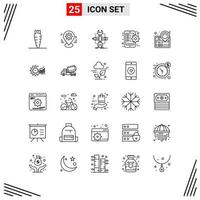 25 Icons Line Style Grid Based Creative Outline Symbols for Website Design Simple Line Icon Signs Isolated on White Background 25 Icon Set Creative Black Icon vector background