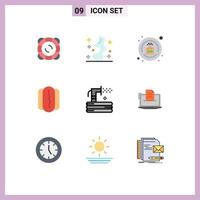 Universal Icon Symbols Group of 9 Modern Flat Colors of hose flush delivery sausage food Editable Vector Design Elements