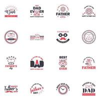16 Black and Pink Happy Fathers Day Design Collection A set of twelve brown colored vintage style Fathers Day Designs on light background Editable Vector Design Elements