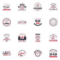 16 Black and Pink Happy Fathers Day Design Collection A set of twelve brown colored vintage style Fathers Day Designs on light background Editable Vector Design Elements