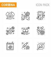 Coronavirus Awareness icon 9 Line icons icon included  spread warning healthcare travel plane viral coronavirus 2019nov disease Vector Design Elements