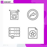 Line Icon set Pack of 4 Outline Icons isolated on White Background for Web Print and Mobile Creative Black Icon vector background