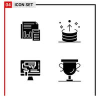 4 General Icons for website design print and mobile apps 4 Glyph Symbols Signs Isolated on White Background 4 Icon Pack Creative Black Icon vector background