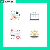 Modern Set of 4 Flat Icons and symbols such as extension location heart tube route Editable Vector Design Elements