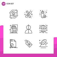 Outline Icon set Pack of 9 Line Icons isolated on White Background for responsive Website Design Print and Mobile Applications Creative Black Icon vector background