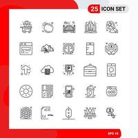 conjunto creativo de 25 iconos de contorno universal aislados sobre fondo blanco fondo de vector de icono negro creativo