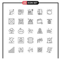 conjunto de 25 iconos de estilo de línea para web y símbolos de esquema móvil para signos de icono de línea de impresión aislados en fondo blanco conjunto de 25 iconos fondo de vector de icono negro creativo