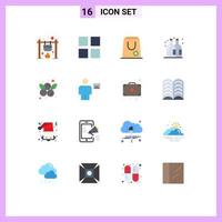 conjunto de 16 iconos de interfaz de usuario modernos signos de símbolos para arándanos verano agregar paquete de botella paquete editable de elementos creativos de diseño de vectores