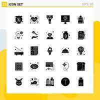 colección de 25 iconos sólidos universales conjunto de iconos para web y móvil fondo de vector de icono negro creativo