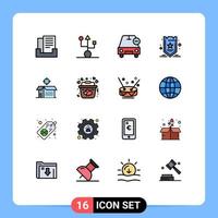 Stock Vector Icon Pack of 16 Line Signs and Symbols for open product seo car optimization vehicles Editable Creative Vector Design Elements