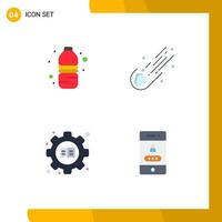 Set of 4 Vector Flat Icons on Grid for bottle education drink meteor setting Editable Vector Design Elements