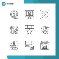 Vector Pack of 9 Outline Symbols Line Style Icon Set on White Background for Web and Mobile Creative Black Icon vector background