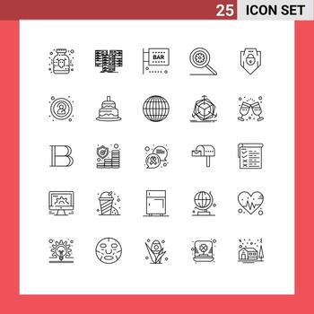 25 Universal Line Signs Symbols of internet options server control media and entertainment Editable Vector Design Elements