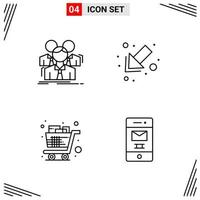 4 Icons Line Style Grid Based Creative Outline Symbols for Website Design Simple Line Icon Signs Isolated on White Background 4 Icon Set Creative Black Icon vector background