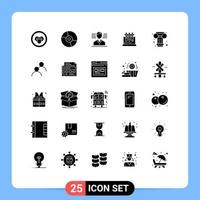 Group of 25 Solid Glyphs Signs and Symbols for column science technology chemistry lab Editable Vector Design Elements