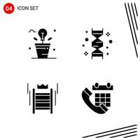 Collection of 4 Vector Icons in solid style Pixle Perfect Glyph Symbols for Web and Mobile Solid Icon Signs on White Background 4 Icons Creative Black Icon vector background