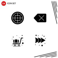 Collection of 4 Vector Icons in solid style Pixle Perfect Glyph Symbols for Web and Mobile Solid Icon Signs on White Background 4 Icons Creative Black Icon vector background