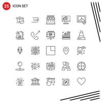 Set of 25 Commercial Lines pack for analysis image science edit speaker Editable Vector Design Elements