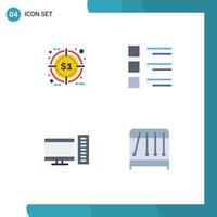 Set of 4 Vector Flat Icons on Grid for discount computer target list pc Editable Vector Design Elements