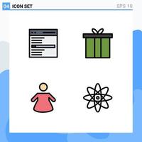 4 iconos creativos signos y símbolos modernos de comunicación cuadro de búsqueda de personas átomo elementos de diseño vectorial editables vector