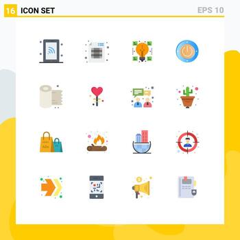16 User Interface Flat Color Pack of modern Signs and Symbols of paper computing creative power electricity Editable Pack of Creative Vector Design Elements