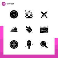 Glyph Icon set Pack of 9 Solid Icons isolated on White Background for responsive Website Design Print and Mobile Applications Creative Black Icon vector background