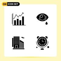 4 Creative Icons for Modern website design and responsive mobile apps 4 Glyph Symbols Signs on White Background 4 Icon Pack Creative Black Icon vector background