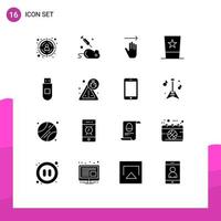 16 Universal Solid Glyph Signs Symbols of storage top hat arrow top fashion Editable Vector Design Elements