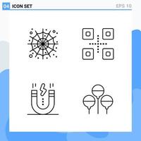 Modern 4 Line style icons Outline Symbols for general use Creative Line Icon Sign Isolated on White Background 4 Icons Pack Creative Black Icon vector background