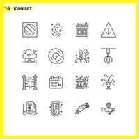 Modern Set of 16 Outlines and symbols such as connected wifi error internet pyramid Editable Vector Design Elements