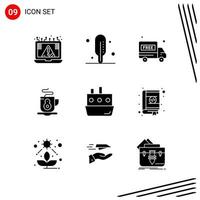 Collection of 9 Vector Icons in solid style Pixle Perfect Glyph Symbols for Web and Mobile Solid Icon Signs on White Background 9 Icons Creative Black Icon vector background