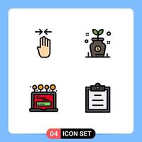 4 Thematic Vector Filledline Flat Colors and Editable Symbols of arrow laptop pinch investment computer Editable Vector Design Elements