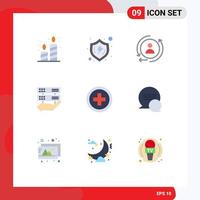 User Interface Pack of 9 Basic Flat Colors of regular control verify share data Editable Vector Design Elements