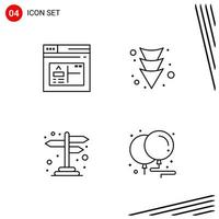 colección de 4 iconos vectoriales en estilo de línea símbolos de contorno perfecto de píxel para signos de icono de línea web y móvil sobre fondo blanco 4 iconos fondo de vector de icono negro creativo