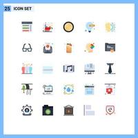 25 User Interface Flat Color Pack of modern Signs and Symbols of design seo santa lamp bulb Editable Vector Design Elements