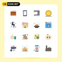 Mobile Interface Flat Color Set of 16 Pictograms of line ecommerce android ecommerce home Editable Pack of Creative Vector Design Elements